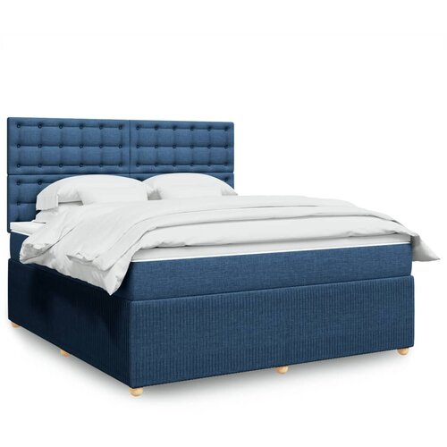 vidaXL Box spring postelja z vzmetnico modra 180x200 cm blago Cene