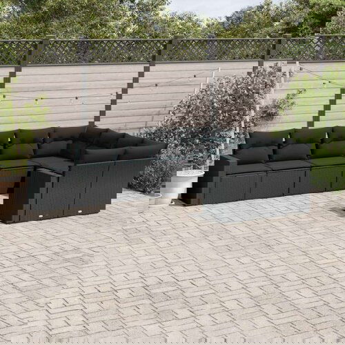 vidaXL 9-dijelni set vrtnih sofa s jastucima crni od poliratana Cijene