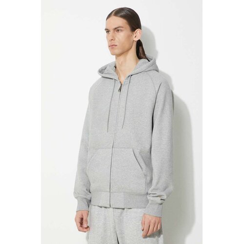 Carhartt WIP Dukserica Hooded Chase Jacket za mu&amp;scaron;karce, boja: siva, s kapuljačom, melanž, I033664.00MXX Slike