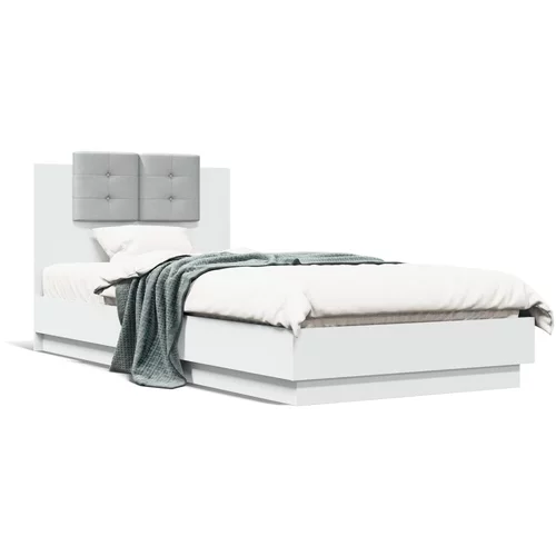  Okvir za krevet s uzglavljem i LED svjetlima bijeli 100x200 cm