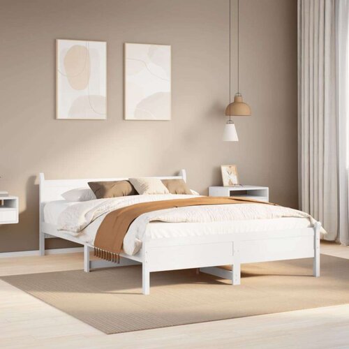 vidaXL Posteljni okvir brez vzmetnice bel 120x200 cm trdna borovina Cene