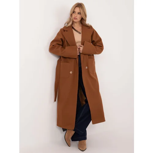 Fashionhunters Light brown long elegant coat