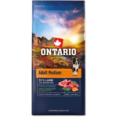 Ontario Adult Medium - jagnjetina in rjavi riž 12 kg Cene