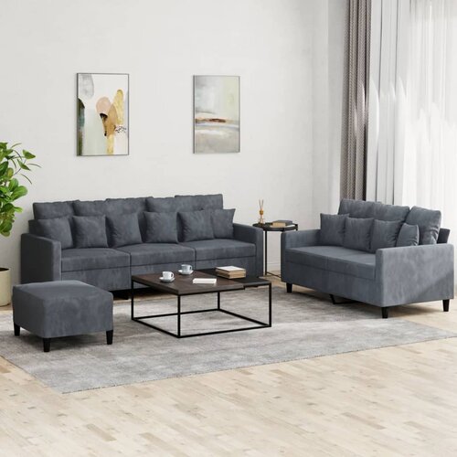 vidaXL 3-dijelni set sofa s jastucima tamnosivi baršunasti Cijene