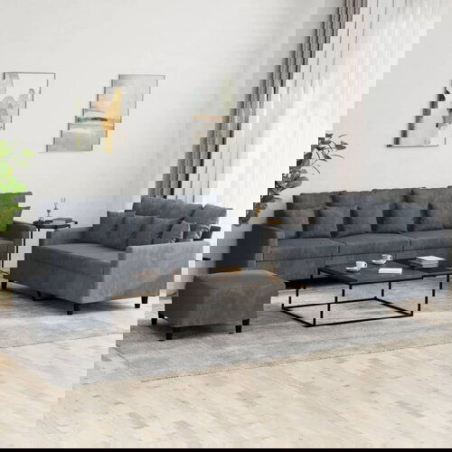 VidaXL 3-dijelni set sofa s jastucima tamnosivi bar&amp;scaron;unasti Slike