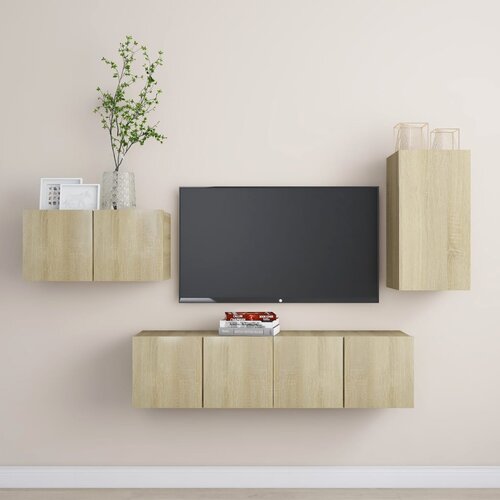 The Living Store Komplet TV omaric 4-delni sonoma hrast iverna plo&amp;scaron;ča - Komplet TV Omaric, (21374511) Slike