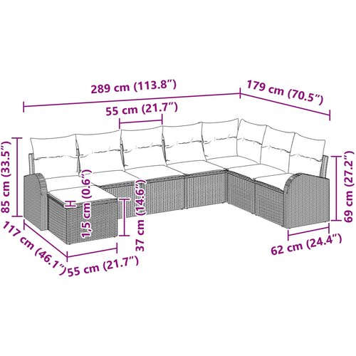  Sjedeća garnitura za vrt 8 pcs Smeđa Poli ratan Slike