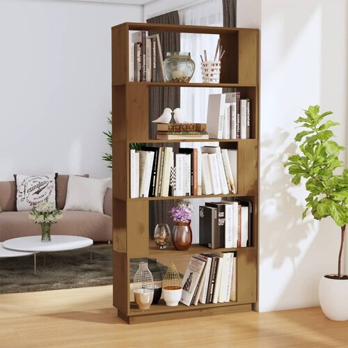 VidaXL knjižna omara/pregrada medeno rjava 80x25x163,5 cm trden les Slike
