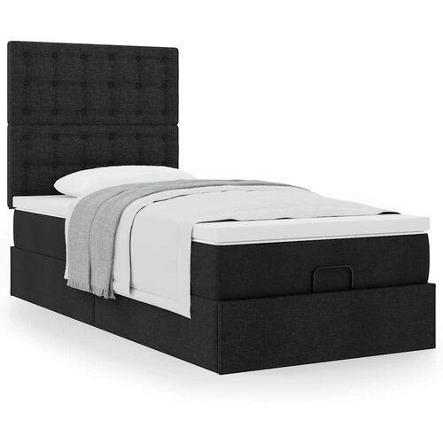 VidaXL Otomanski okvir kreveta s madraca crni 100x200cm tkanine Slike