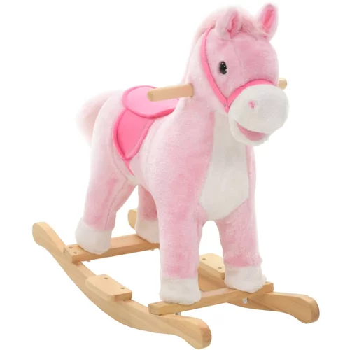vidaXL Plišani konjić za ljuljanje 65 x 32 x 58 cm ružičasti