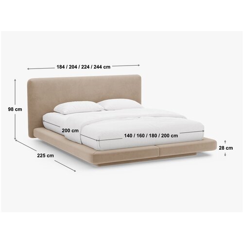 Micadoni Tapecirani bračni krevet 140x200 cm boje slonovače Linea &amp;ndash; Slike