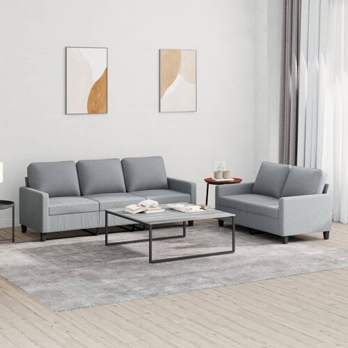  2-dijelni set sofa s jastucima svjetlosivi od tkanine Cene