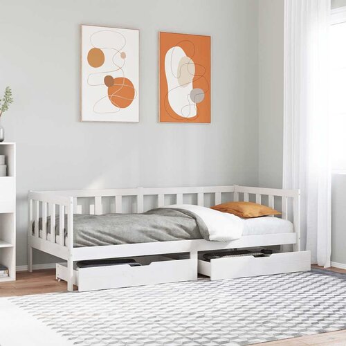  Dnevni krevet s ladicama bez madraca 90x200 cm masivno drvo Slike