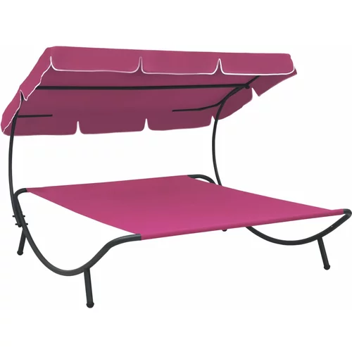 vidaXL Vrtni ležalnik s streho roza, (20662699)
