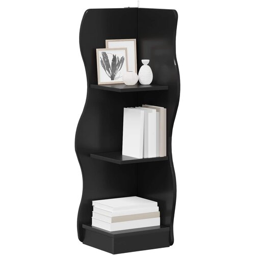  Kutna polica s policom Crna 34 x 33 x 102 cm Konstruirano drvo Slike