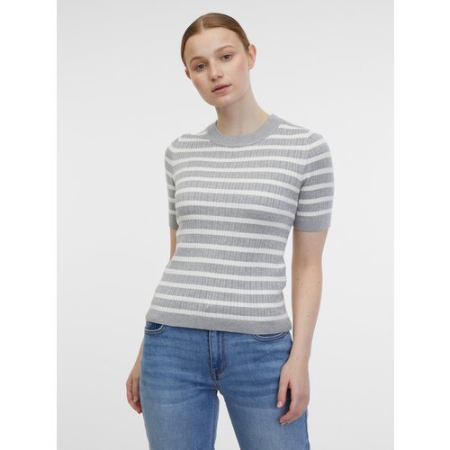 Orsay Light Grey Women&amp;#039;s Striped Knit Top - Women&amp;#039;s Slike
