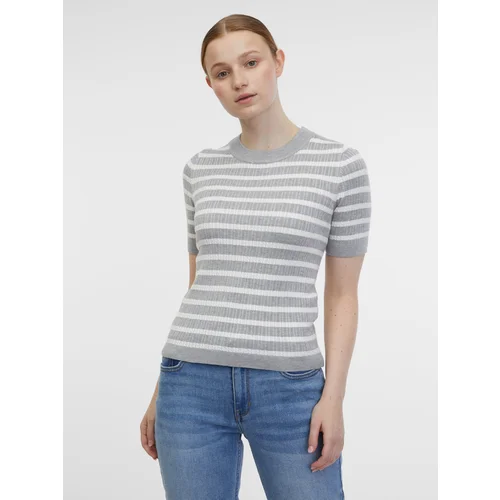 Orsay Light Grey Women's Striped Knit Top - Women's