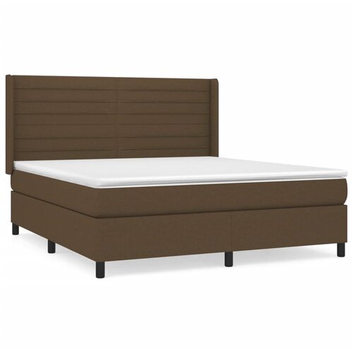 vidaXL Box spring postelja z vzmetnico temno rjava 180x200 cm blago, (20901505) Cene