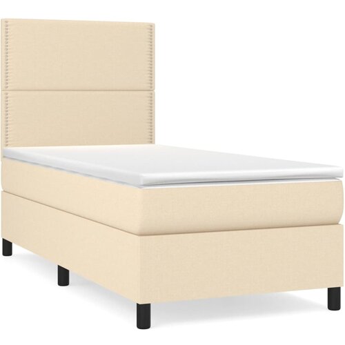 VidaXL Box spring postelja z vzmetnico krem 100x200 cm blago, (20894557) Slike
