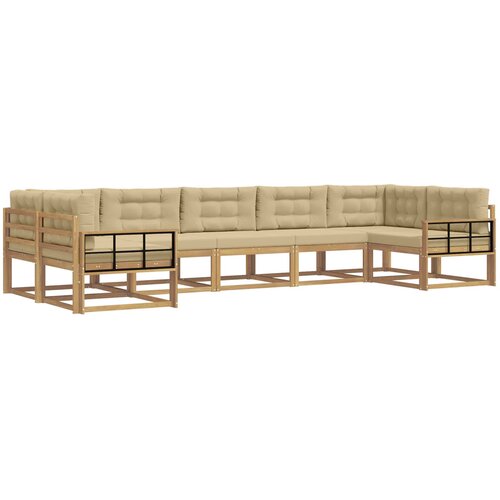  Set vanjskih sofa 7 kom. Bijela i bež Smeđa 404 x 168,5 x 73 cm Slike