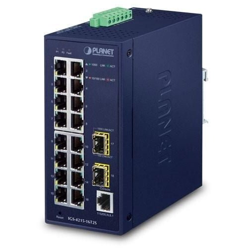 Planet IGS-4215-16T2S network switch Managed L2 /L4 Gigabit Ethernet (10 /100 /1000) Blue Cene