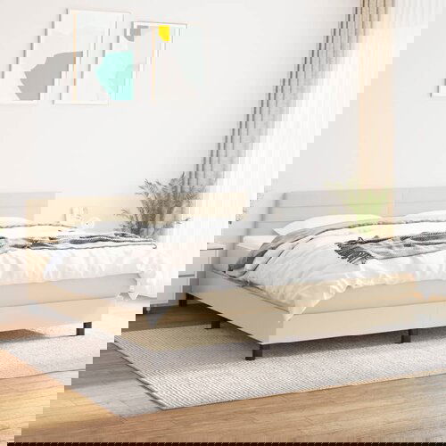 The Living Store Box spring postelja z vzmetnico krem 160x200 cm blago - Box Spring Postelja, (21512309) Slike