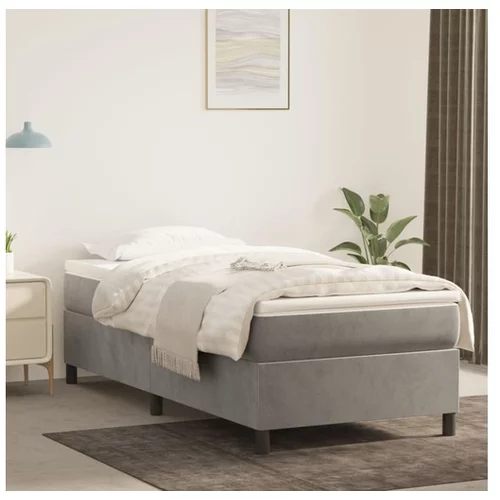  Box spring posteljni okvir svetlo siv 90x190 cm žamet