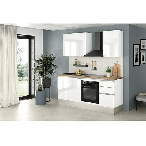 Marinelli Cucine Kuhinjski komplet Gianna (&amp;Scaron;irina: 195 cm, Bijele boje, Lijevi graničnik, S električnim uređajima) Slike