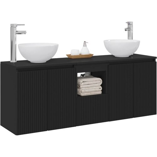  Set ormarića za kupaonicu 3 kom. Crna 49,5 x 35 x 63 cm Slike