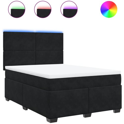 VidaXL Box spring postelja z vzmetnico črna 140x200 cm žamet, (21308036) Slike
