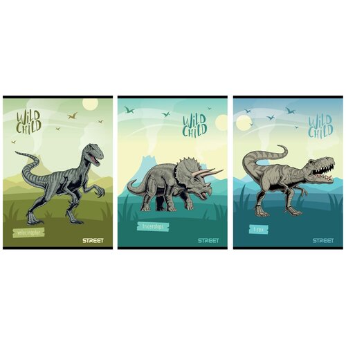 STREET zvezek dinosaurs A4 brezčrtni 54l sort. Slike
