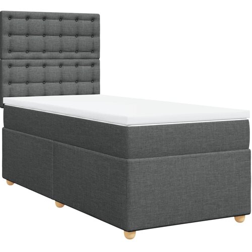 vidaXL Box spring postelja z vzmetnico temno siva 90x200 cm blago, (21291741) Cene