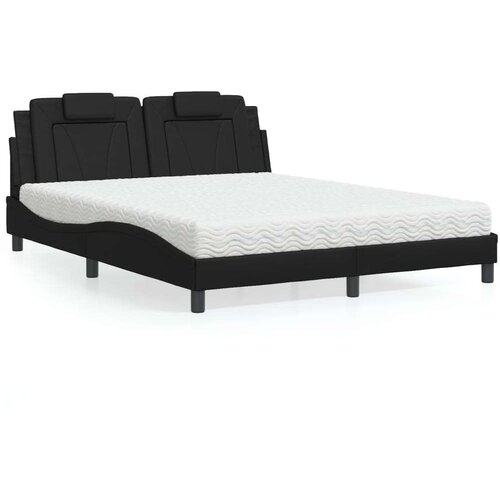  Krevet s madracem crni 160 x 200 cm od umjetne kože Slike