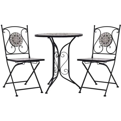 Bistro 3-dijelni mozaični bistro set s keramičkim pločicama sivi Cene