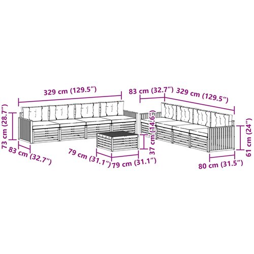  Set vanjskih sofa 9 kom. Bijela i antracit Poliester Slike
