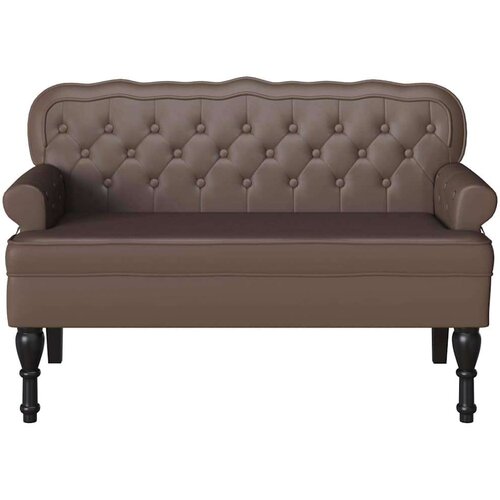 VidaXL Chesterfield klupa Smeđa 119,5 x 64,5 x 75 cm Lažna koža Slike