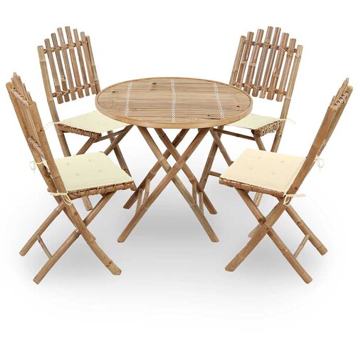  5-dijelni sklopivi vrtni blagovaonski set od bambusa Siva 40 x 40 x 7 cm Cene