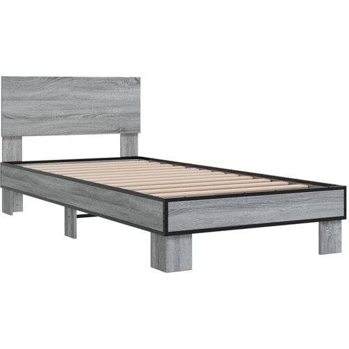VidaXL Posteljni okvir siva sonoma 100x200 cm inž. les in kovina, (21128496) Slike