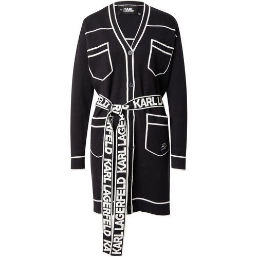 Karl Lagerfeld BRANDED BELTED CARDIGAN Crna Slike