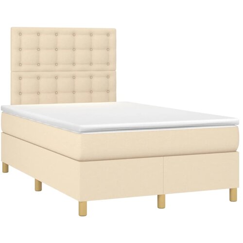 vidaXL Box spring postelja z vzmetnico krem 120x190 cm blago, (21111779) Cene
