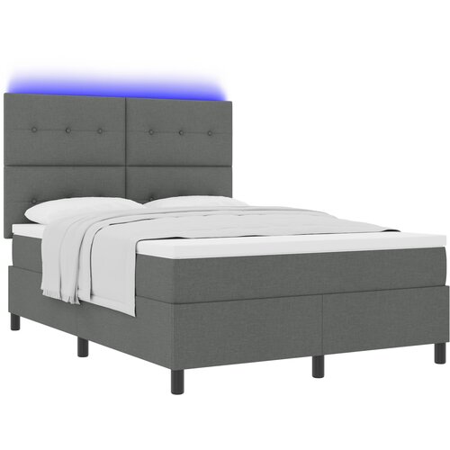 vidaXL Box Spring Krevet s madracem i LED tamno siva 140x200 cm Tkanina Cene