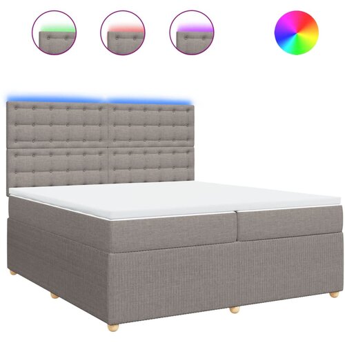 VidaXL Krevet s oprugama i madracem smeđesivi 200x200 cm od tkanine Slike