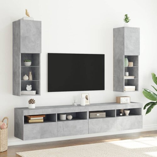 Furnova TV omarica z LED lučkami 2 kosa betonsko siva 30,5x30x102 cm, (22012345) Slike