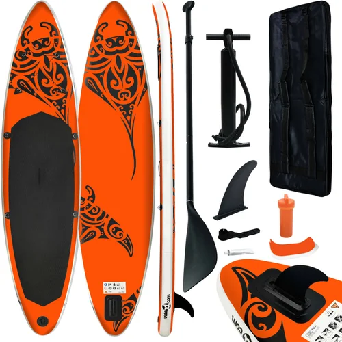 vidaXL Napihljiva SUP deska komplet 320x76x15 cm oranžna