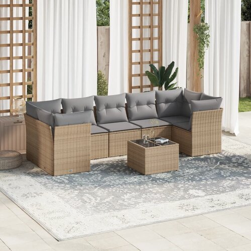 vidaXL 8-dijelni set vrtnih sofa od poliratana s jastucima bež Cijene