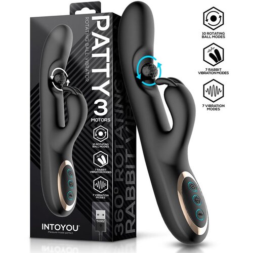 INTOYOU Patty Rotating Ball Rabbit Vibrator 3 Motors Black Slike
