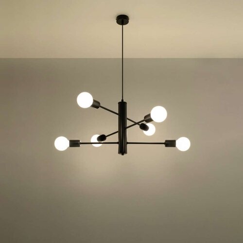  Sollux SL.0305 - Luster na sajli DUOMO 6 6xE27/60W/230V crna Slike