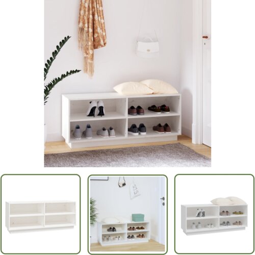The Living Store Omarica za čevlje bela 110x34x45 cm trdna borovina - Omarica Za Čevlje, (21744393) Cene