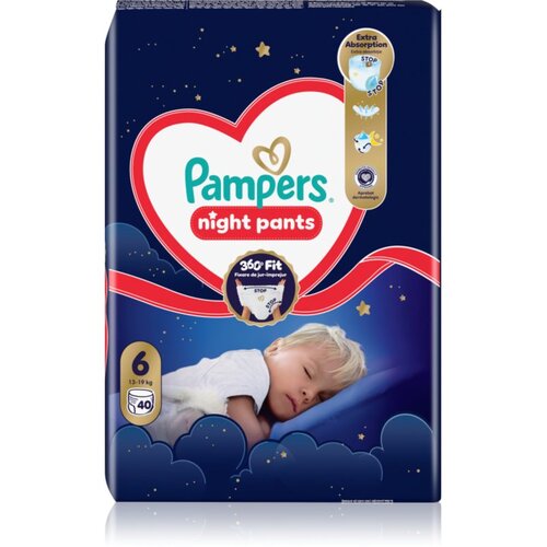 Pampers Night Pants Size 6 jednokratne pelene-gaćice za noć 40 kom Slike