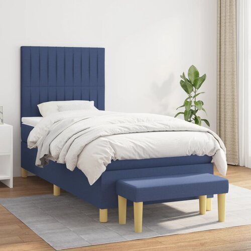 The Living Store Box spring postelja z vzmetnico moder 90x200 cm blago - Box Spring Postelja, (21512097) Slike
